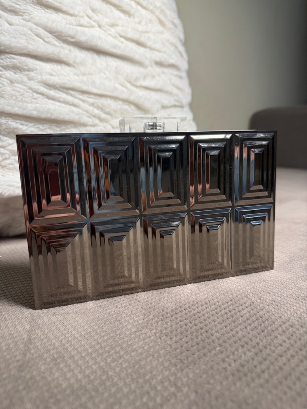 Christian Siriano Metallic Geometric Box Clutch in Silver - Picture 2 of 9